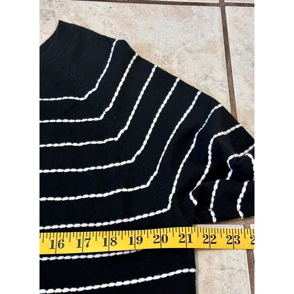 J. Jill Women's Size L Black/White Textured Striped Lightweight Sweater - Picture 10 of 14